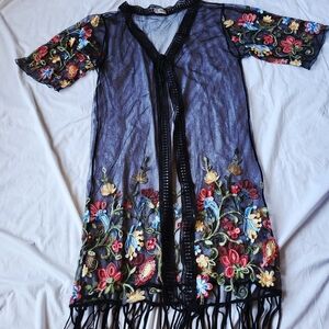 Asha Kimono/Swim coverup/Topper Embroidery Size one Size